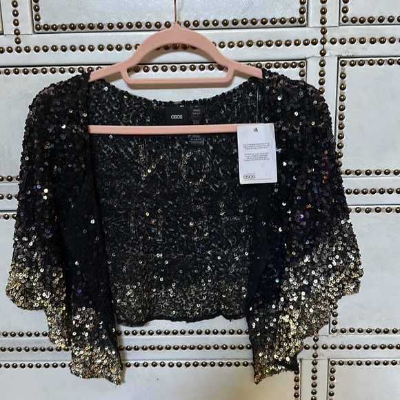 Sequin 'On the List' ASOS capelet β¨ disco πͺ© party πΎ - Picture 2 of 3